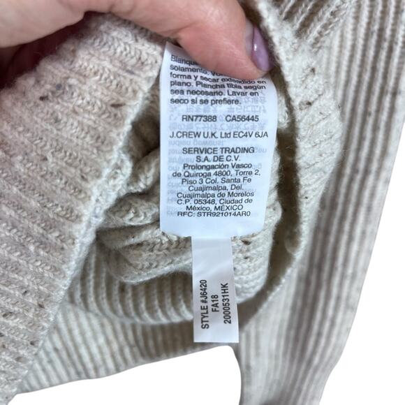 J.Crew Donegal Merino Wool Blend Sweater Roll Neck Beige Oatmeal XS Ribbed Cozy - Picture 7 of 9